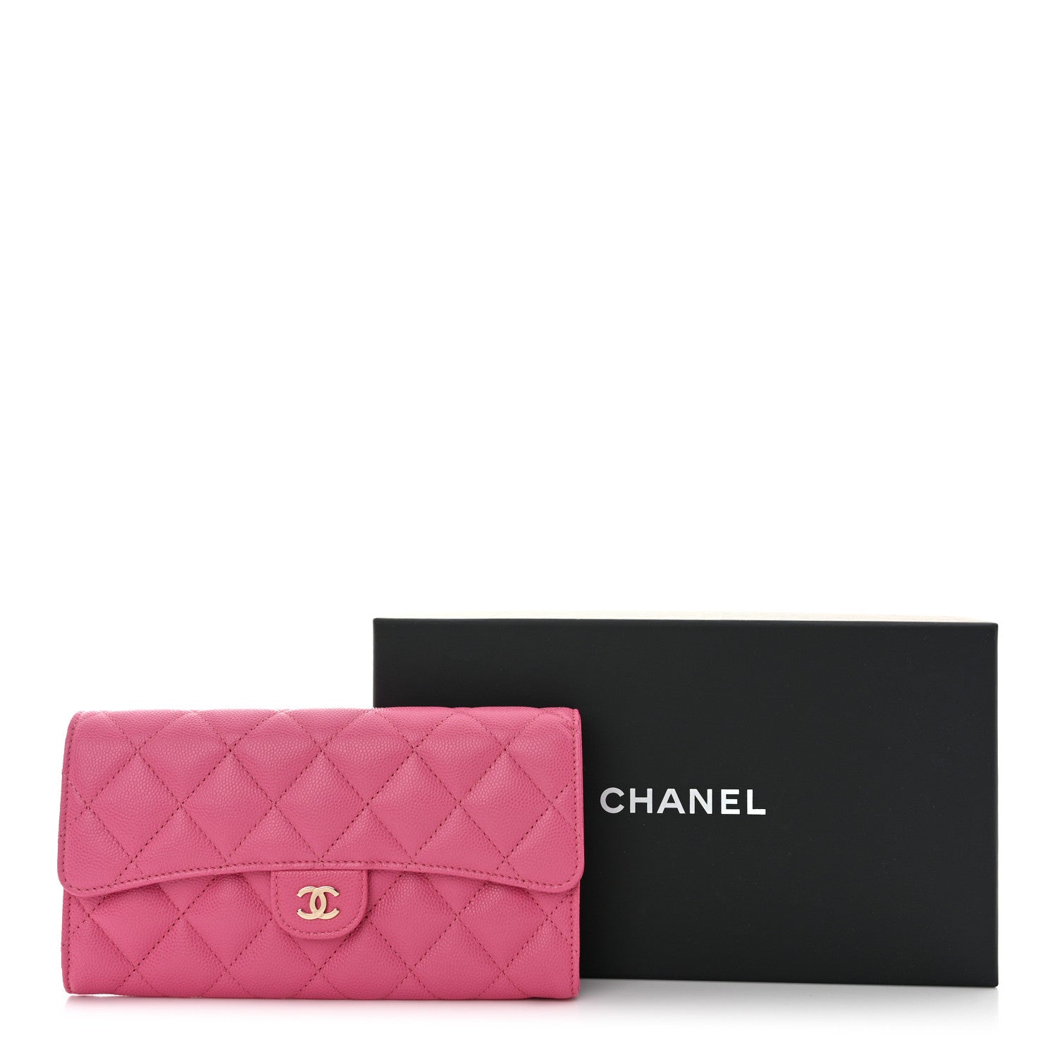 Chanel Caviar Quilted Large Gusset Flap Wallet Pink 9 of 9