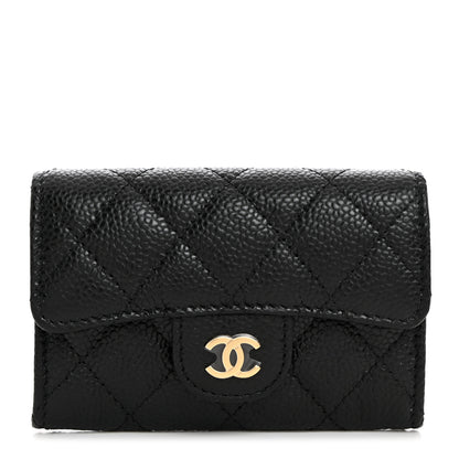 Chanel Caviar Quilted Flap Card Holder Wallet Black 1 of 9