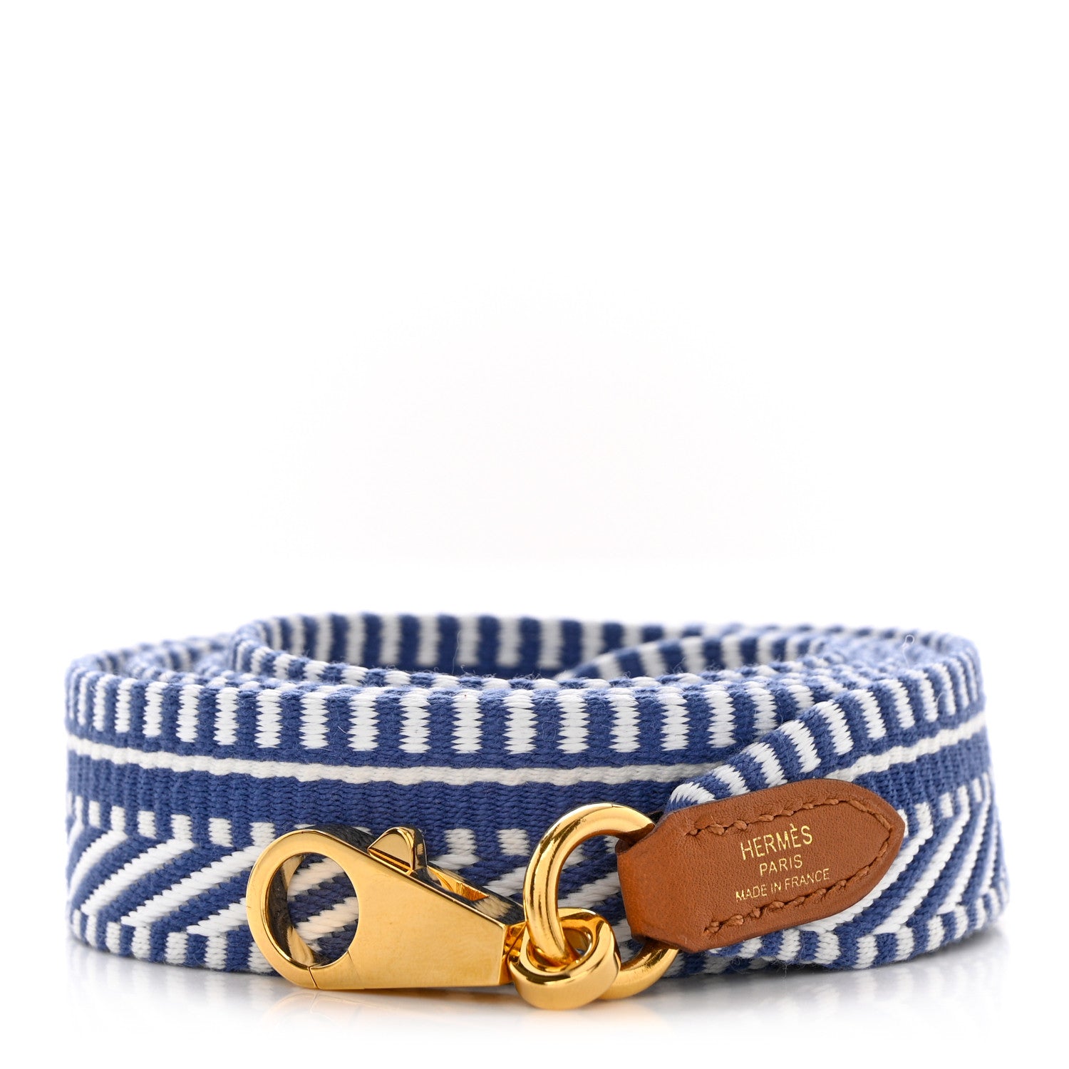 Hermes Toile Swift 25mm Sangle Cavale Shoulder Strap Ecru Bleu Brighton Gold 1 of 5