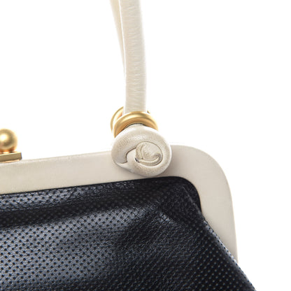 Chanel Perforated Lambskin Kiss Lock Black White 14 of 22