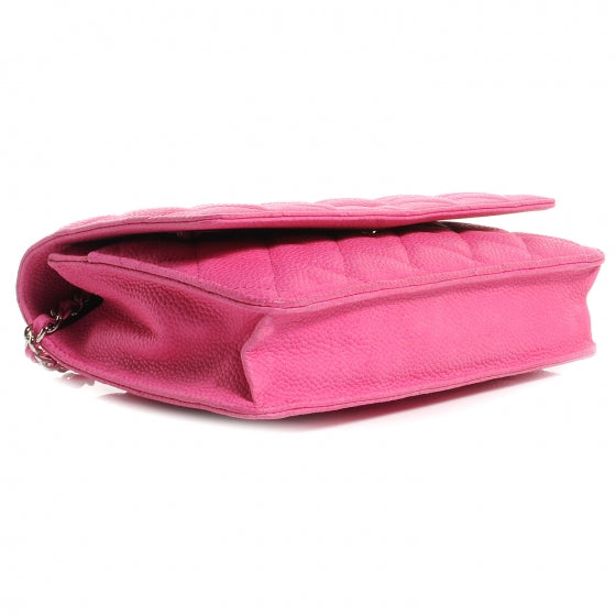 Iridescent Caviar Wallet on Chain WOC Hot Pink