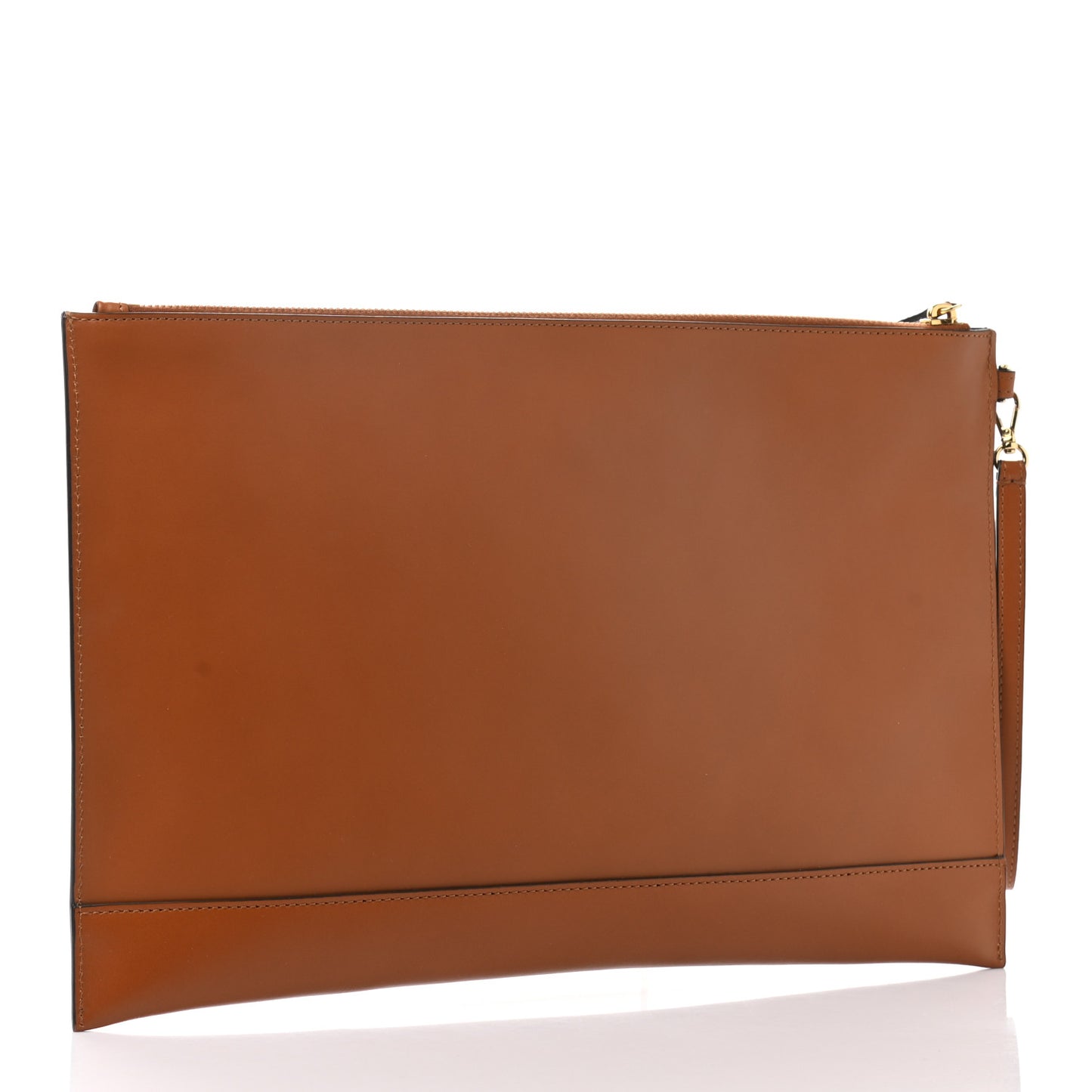 Vitello King Logo Embossed Large Flat Pouch Cuoio
