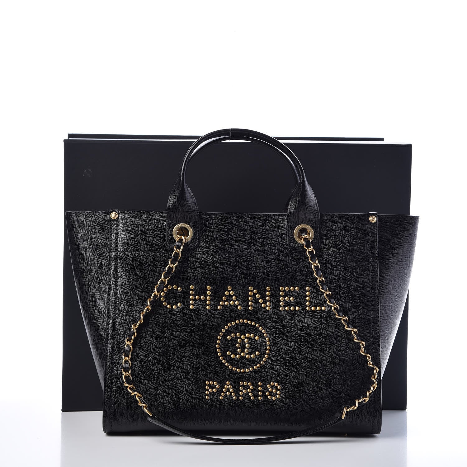 Chanel Caviar Small Studded Deauville Tote Black 9 of 9