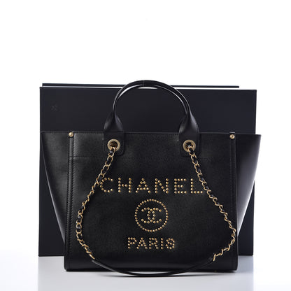 Chanel Caviar Small Studded Deauville Tote Black 9 of 9