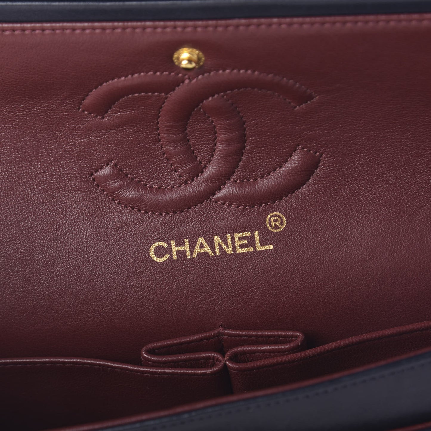 Lambskin Quilted Small Double Flap Navy