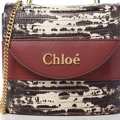 Chloe Calfskin Lizard Embossed Small Aby Lock Sepia Brown 8 of 8