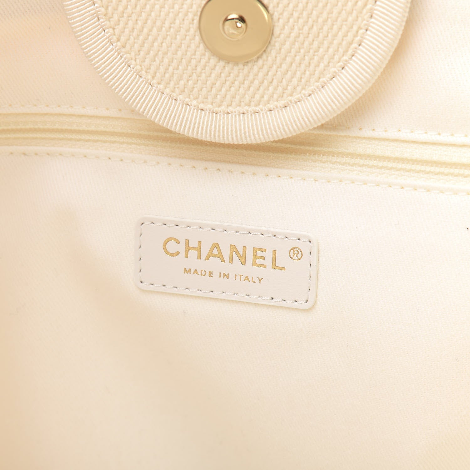 Chanel Canvas Pearl Medium Deauville Tote Ecru Beige 8 of 10