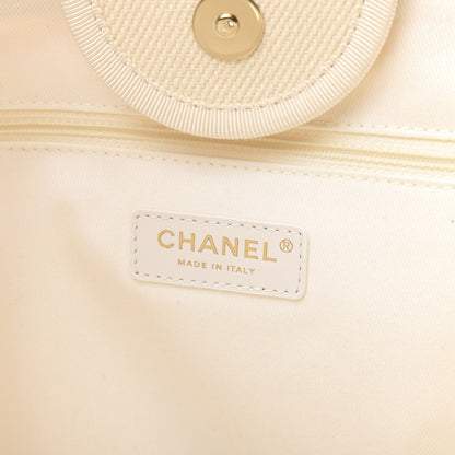Chanel Canvas Pearl Medium Deauville Tote Ecru Beige 8 of 10