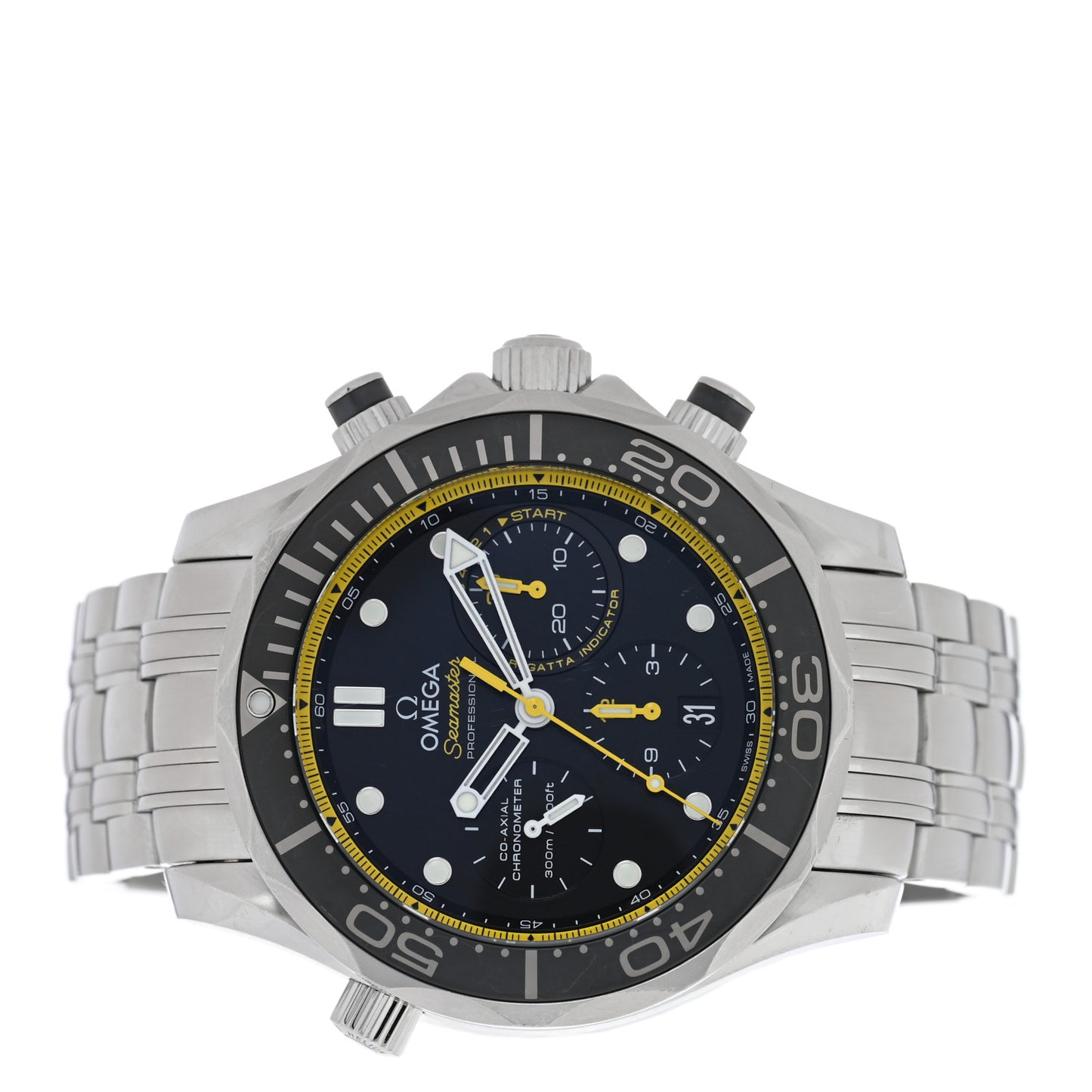 Stainless Steel 44mm Seamaster Co-Axial Chronograph Automatic Watch Black 212.30.44.50.01.002