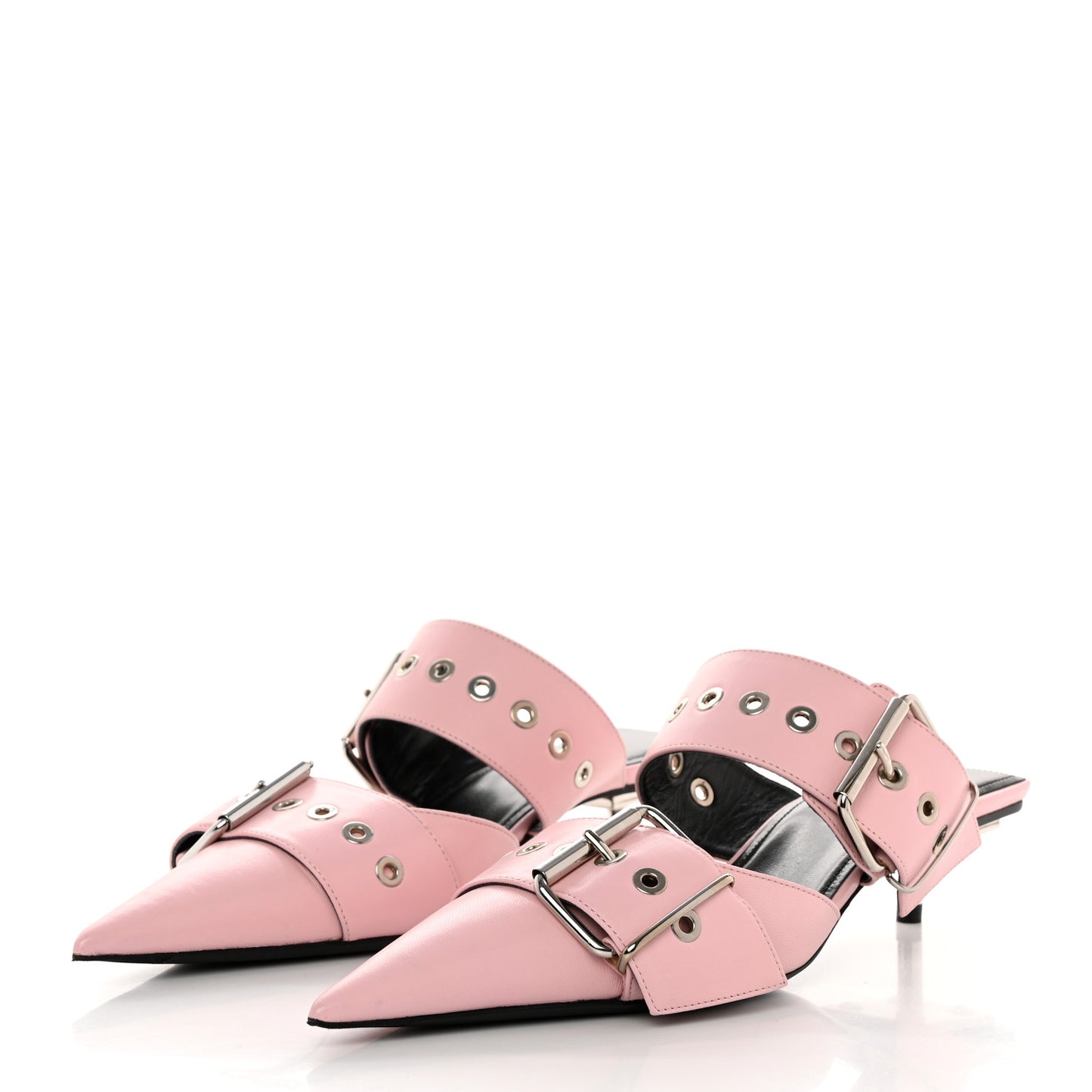 Shiny Calfskin Belt 40mm Mules 36 Pink
