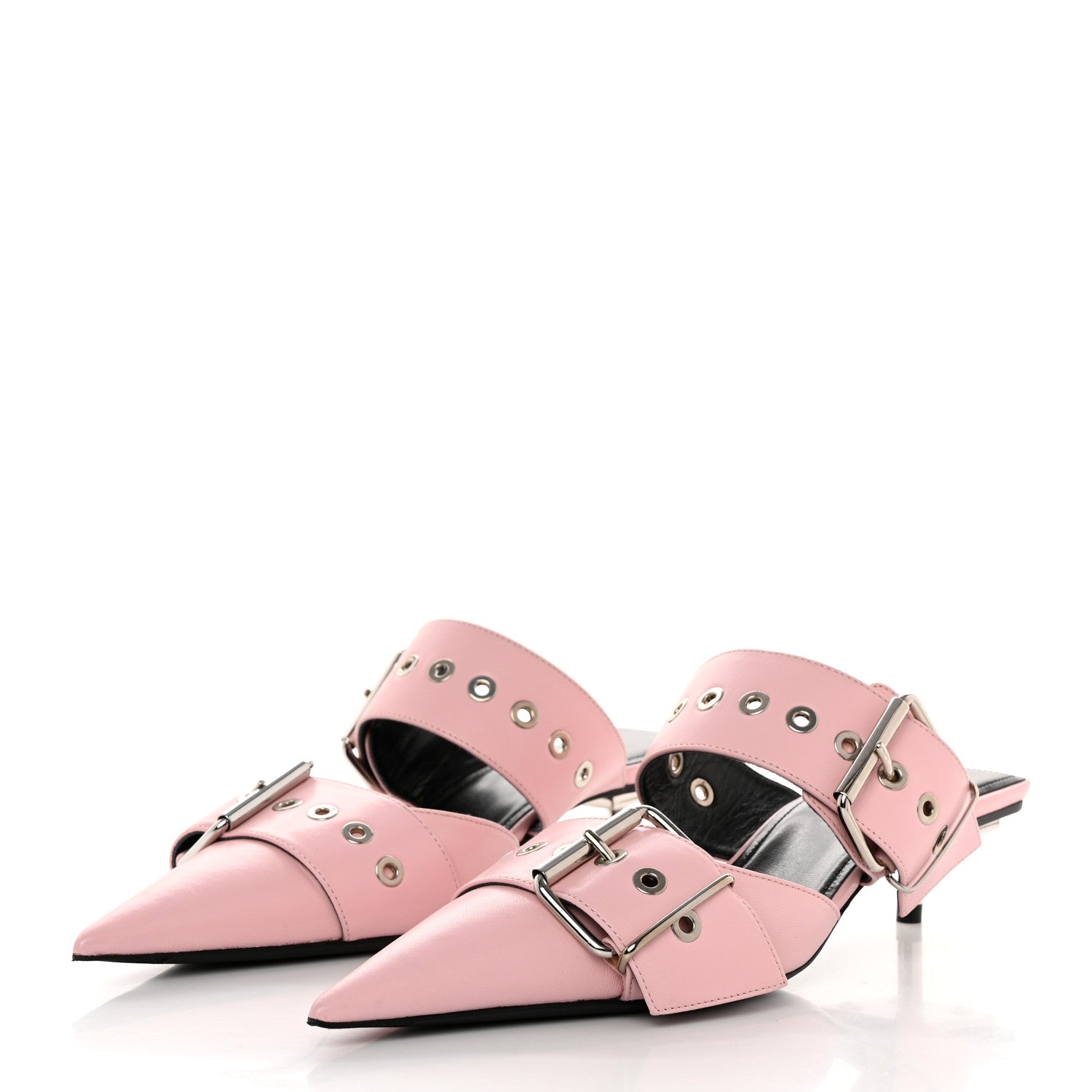 Balenciaga Shiny Calfskin Belt 40mm Mules 36 Pink 3 of 8