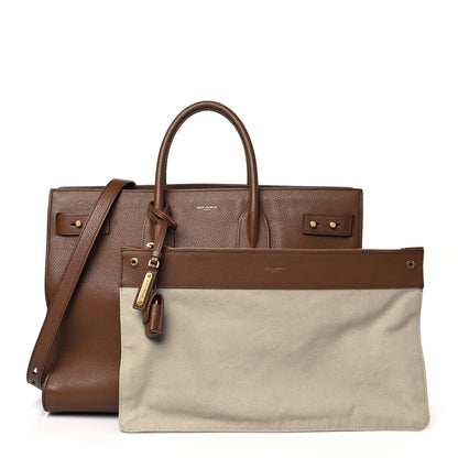 Saint Laurent Grained Calfskin Large Thin Sac De Jour Toasted Brown 1 of 12