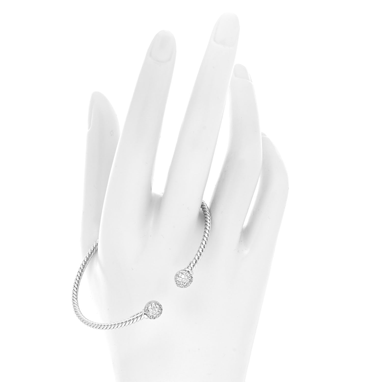 David Yurman 18K White Gold Diamond 7mm Solari Bracelet 2 of 4