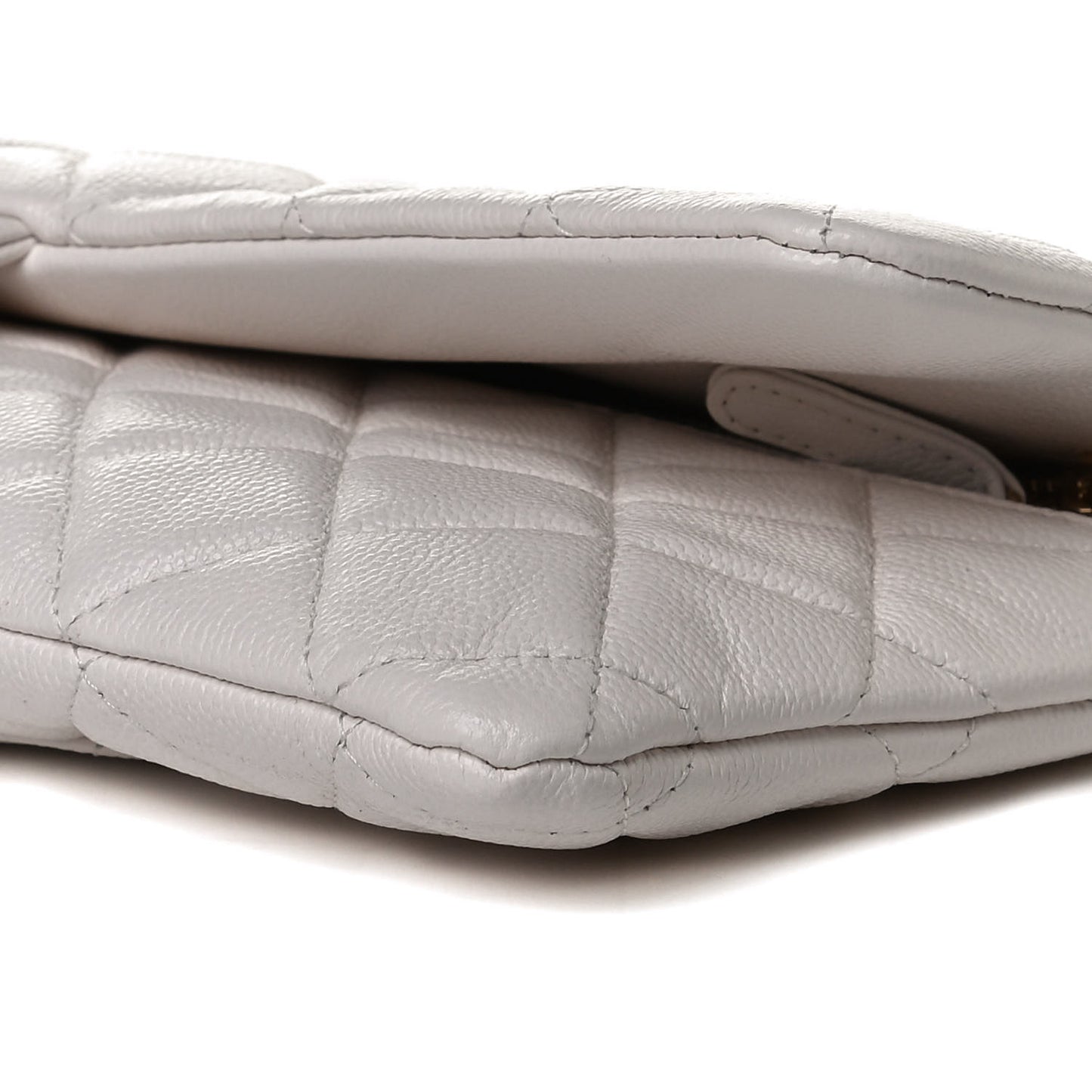 Caviar Quilted Flap Clutch White