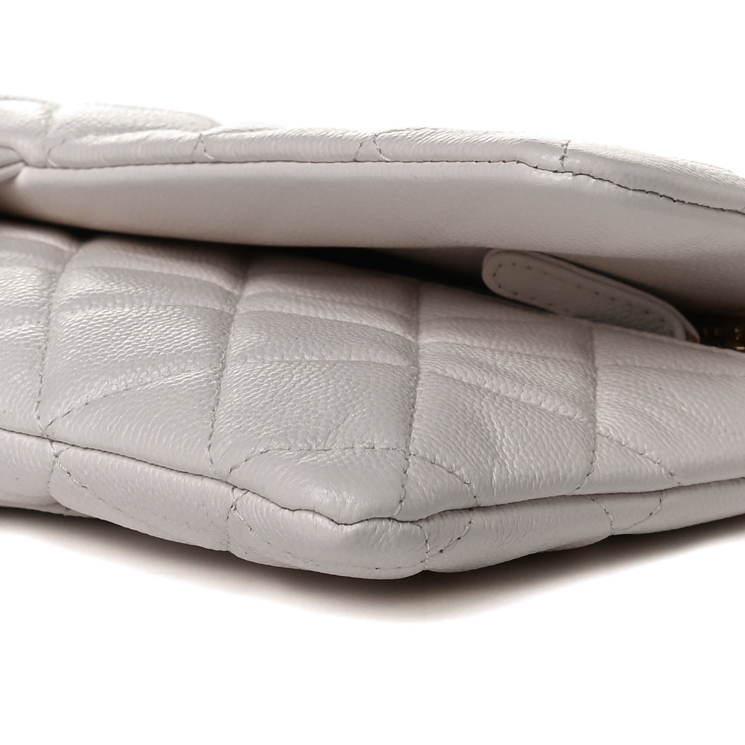 Chanel Caviar Quilted Flap Clutch White 9 of 11