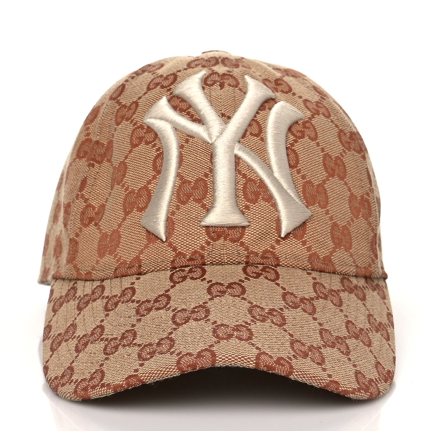 Gucci X MLB Monogram NY Yankees Baseball Hat 57-61 Beige Ruggine 2 of 9