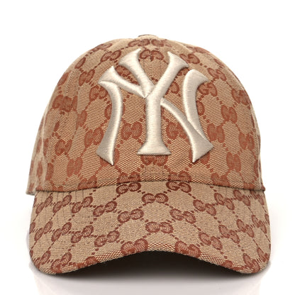 Gucci X MLB Monogram NY Yankees Baseball Hat 57-61 Beige Ruggine 2 of 9