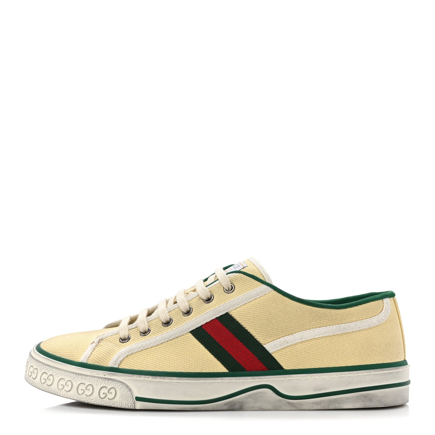 Gucci Old Tennis Tweed Web Mens 1977 Tennis Sneakers 11 Burro Mystic White 1 of 9