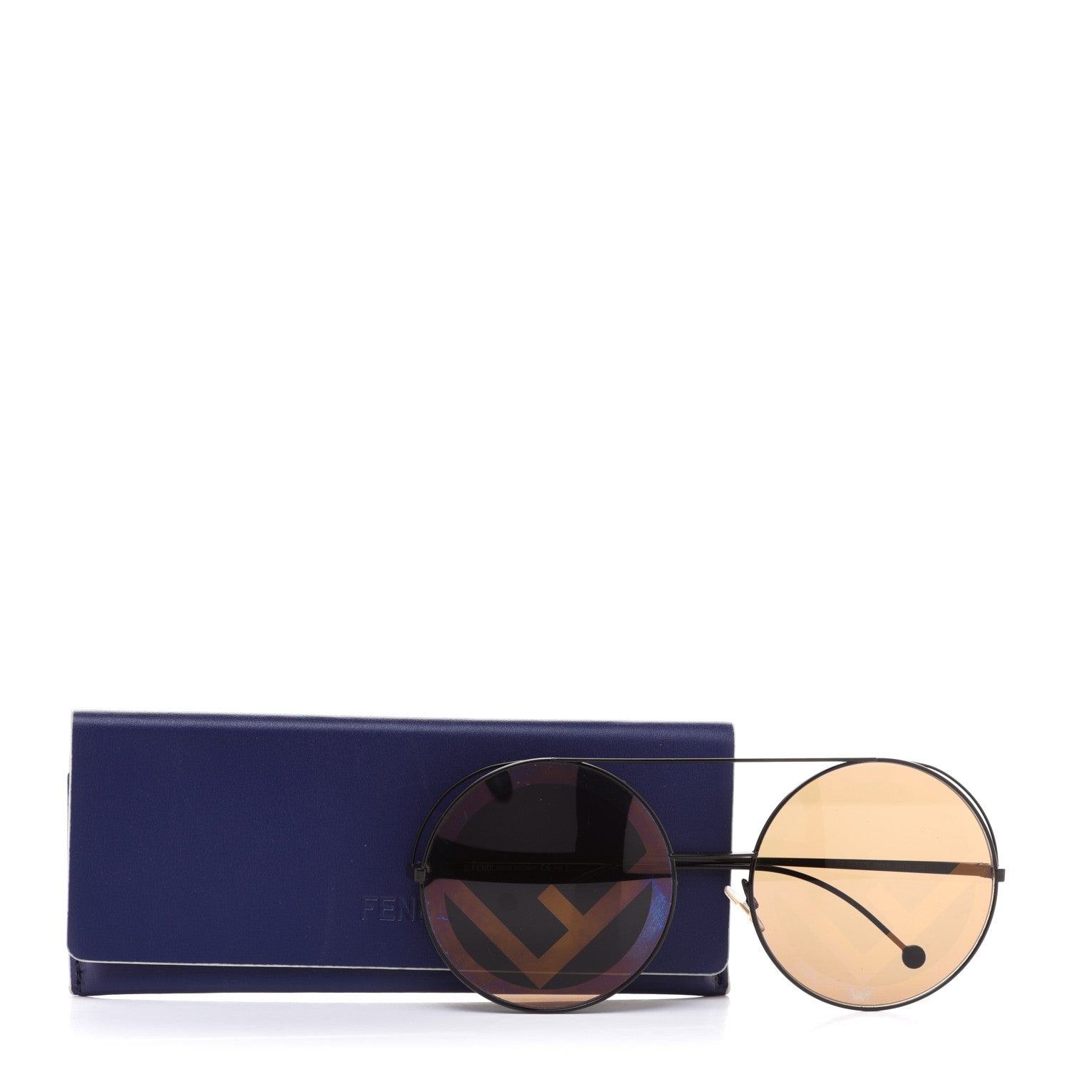 Fendi Metal F is Fendi Printed Run Away Round Frame Sunglasses FF 0285/S Black 8 of 8