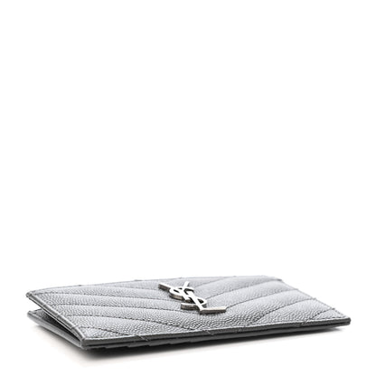Saint Laurent Grain De Poudre Matelasse Chevron Monogram Fragments Zippered Card Case Coal 4 of 4
