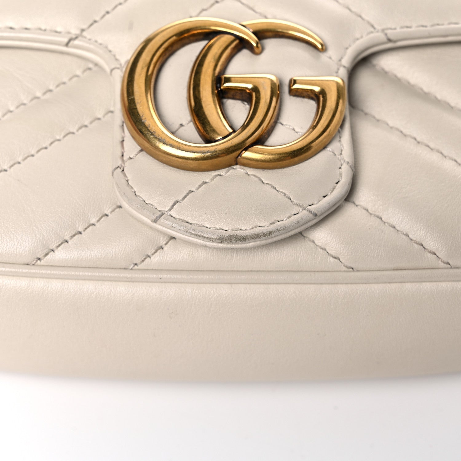 Gucci Calfskin Matelasse Super Mini GG Marmont Shoulder Bag White 15 of 19