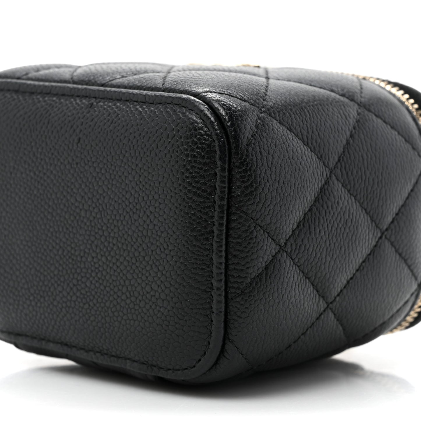 Caviar Quilted Tiny CC Mini Vanity Case With Chain Black
