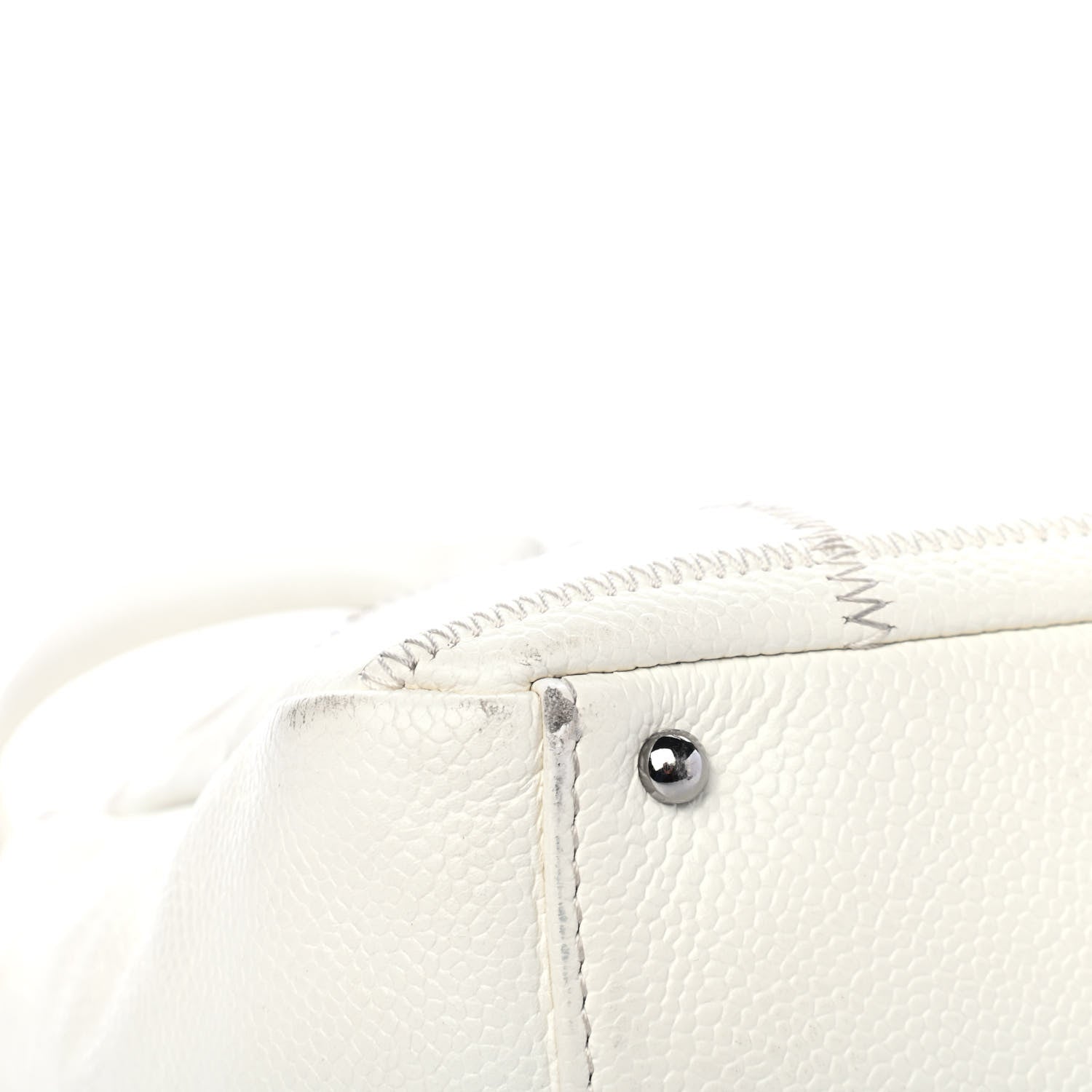 Chanel Caviar Square Stitched Bowler White 5 of 5