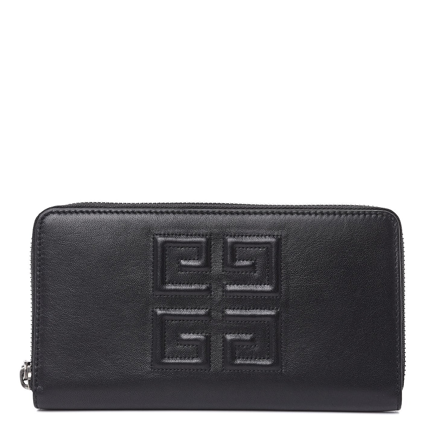 Lambskin Logo Zip Around Wallet Black