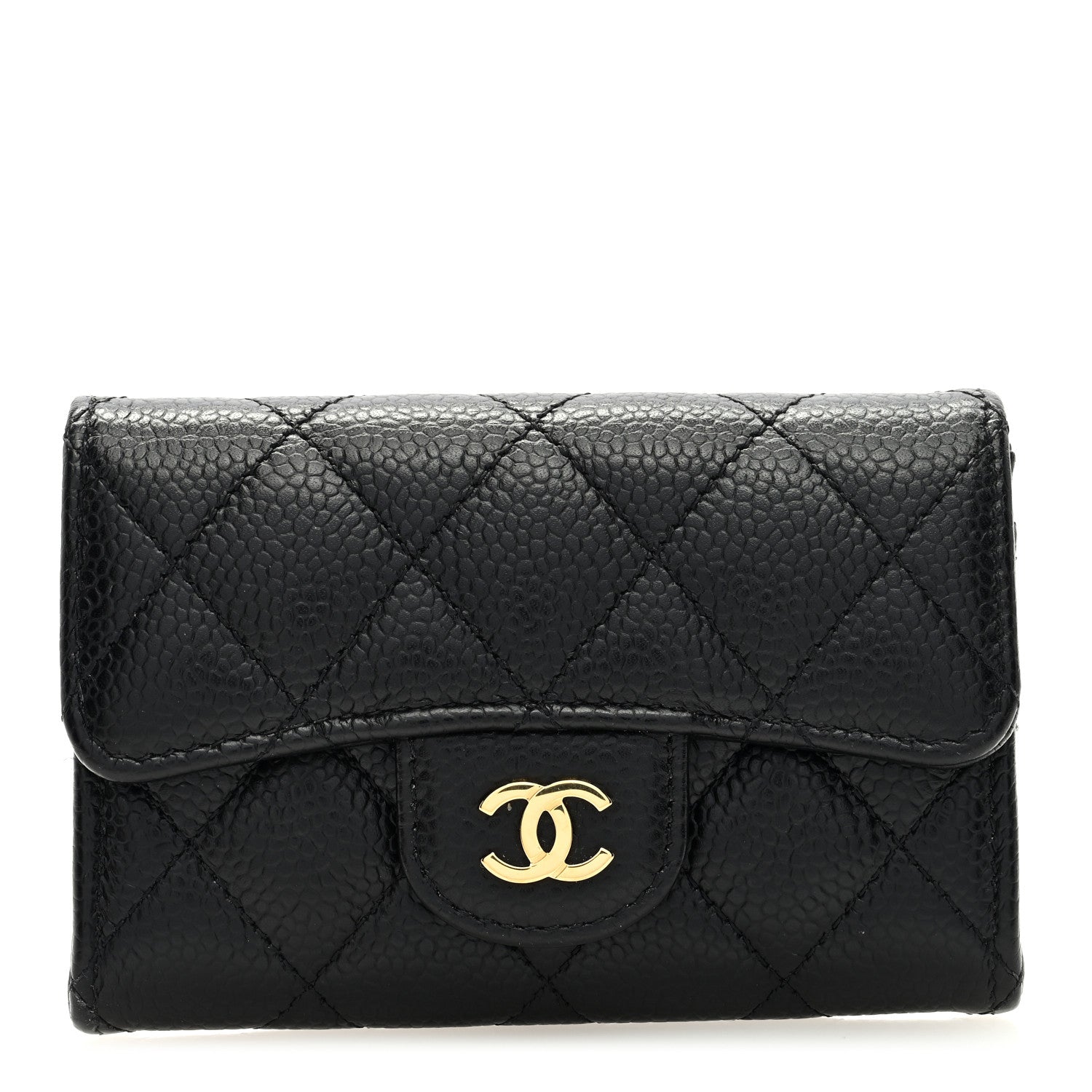 Chanel Caviar Quilted Flap Card Holder Wallet Black 1 of 7