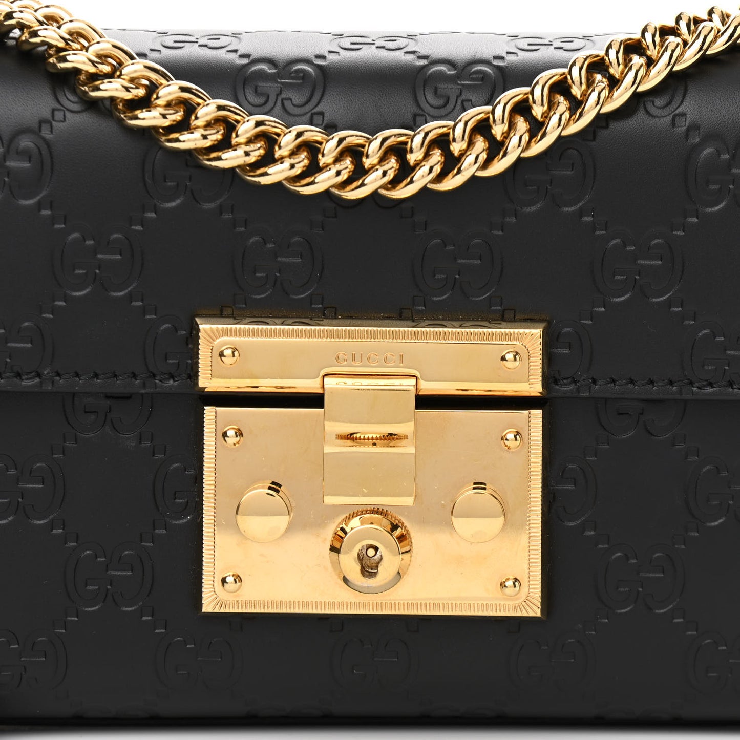 Guccissima Small Padlock Shoulder Bag Black