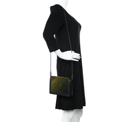 Bottega Veneta Goatskin Velvet Criss-Cross Ombre Montebello Chain Crossbody Black Multicolor 2 of 12