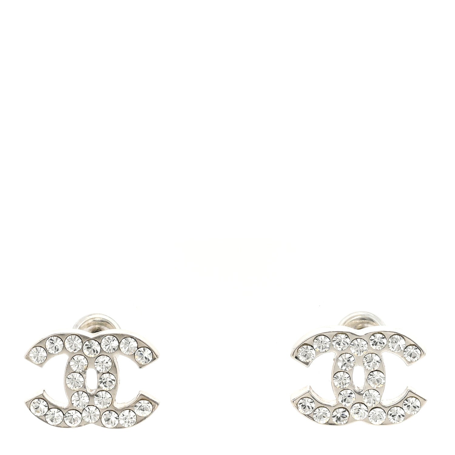 Chanel Crystal Mini Timeless CC Earrings Silver 1 of 4
