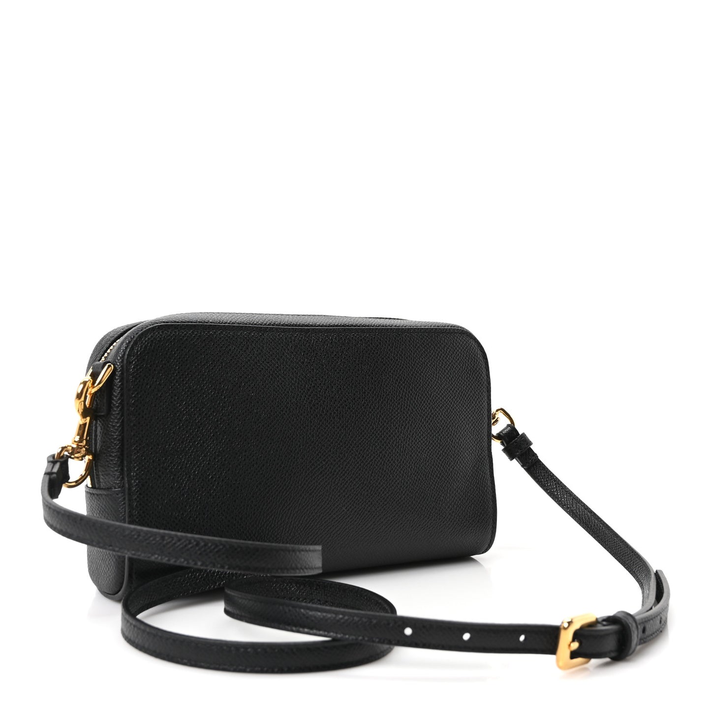 Grained Calfskin Caro Double Pouch Black