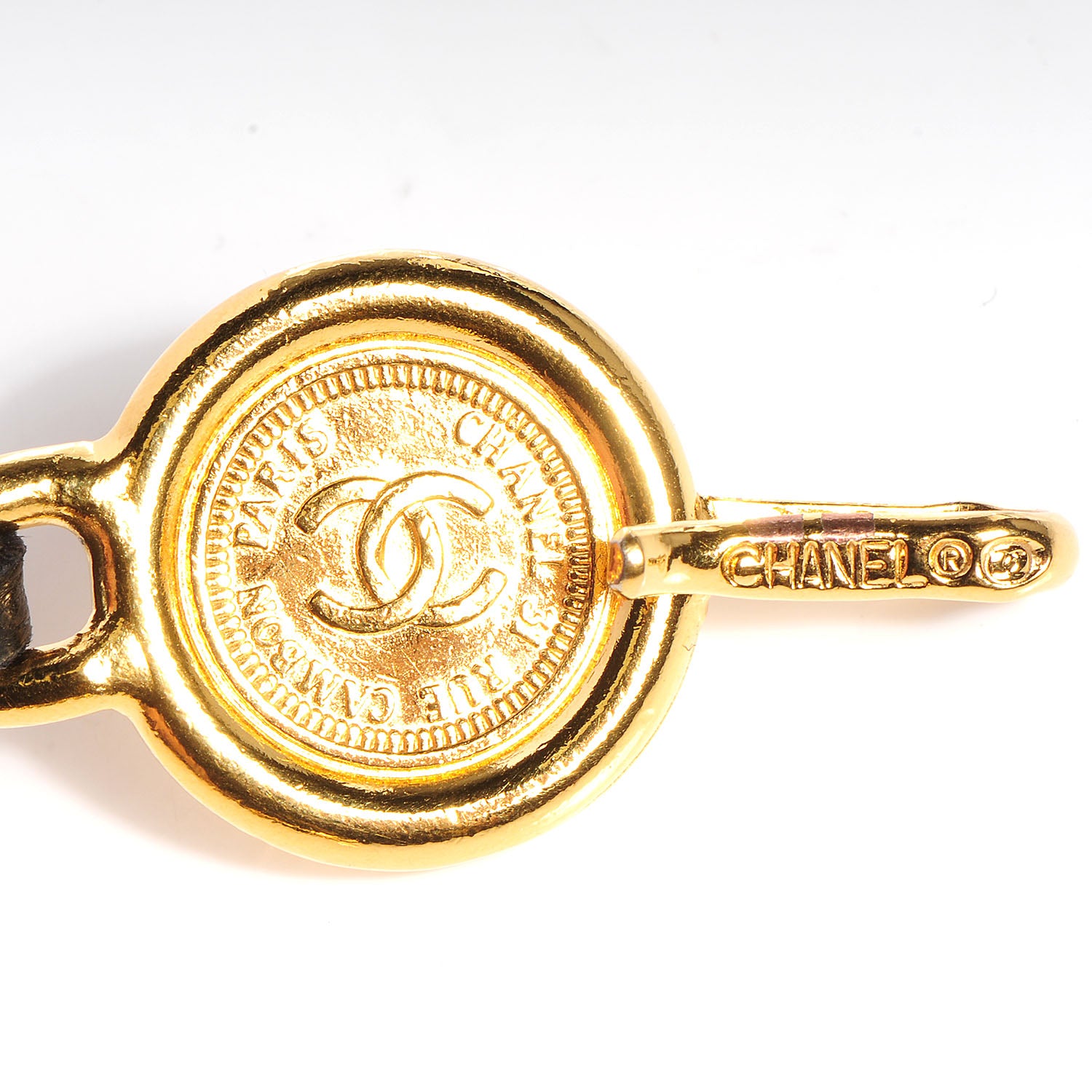 Chanel Leather CC Medallion Chain Belt Black Gold 4 of 5