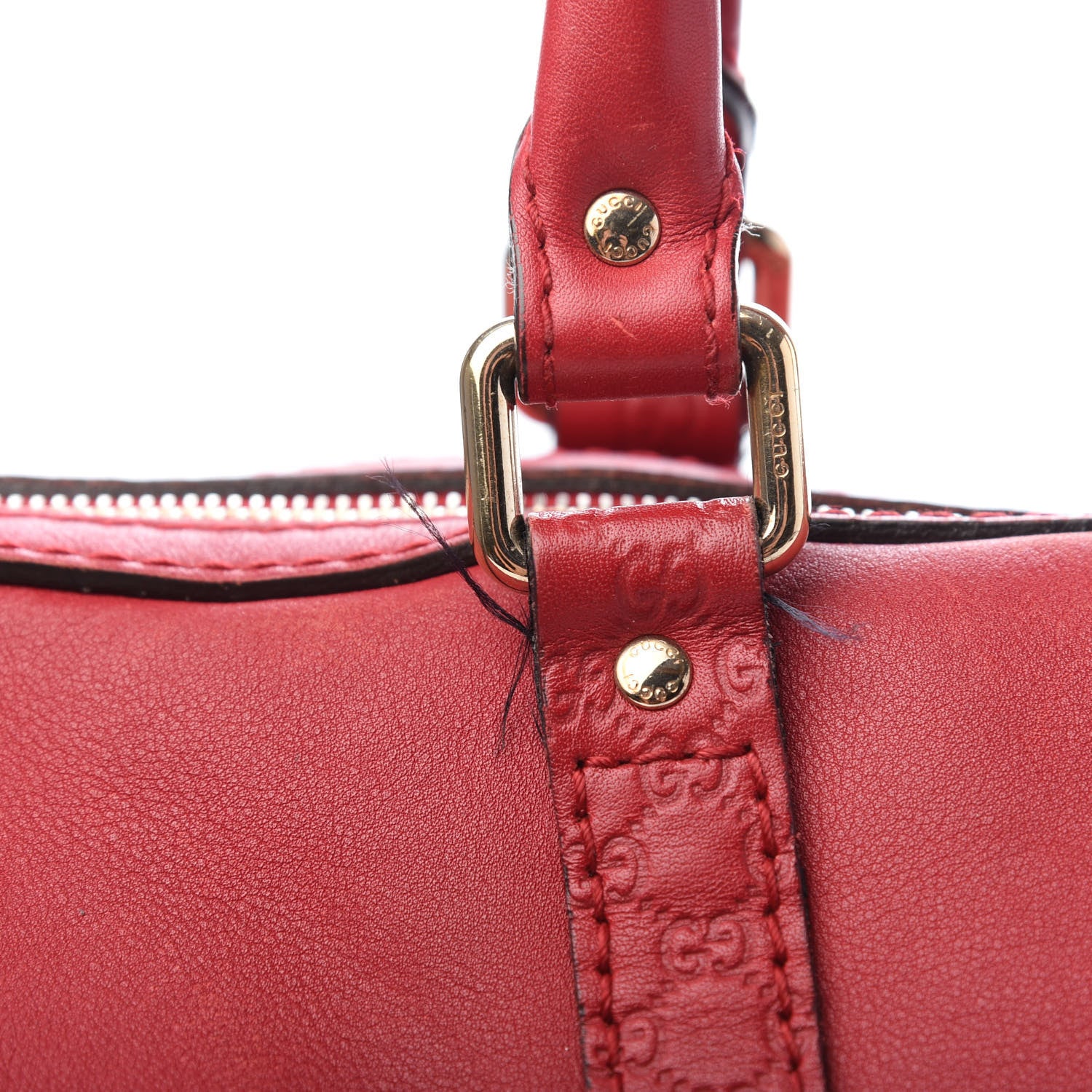 Gucci Calfskin Microguccissima Trim Medium Boston Raspberry Red 9 of 11