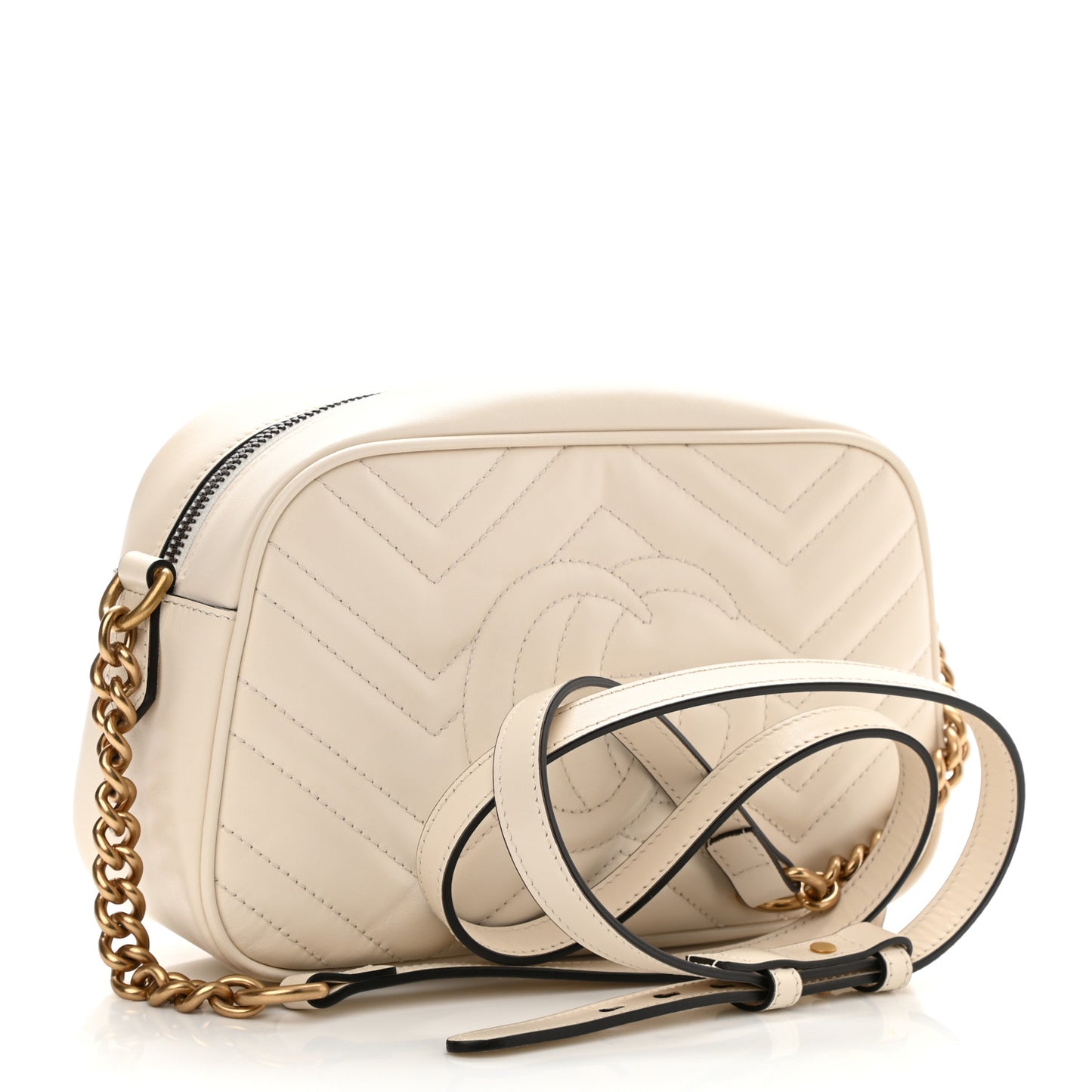 Calfskin Matelasse Small GG Marmont Chain Shoulder Bag White