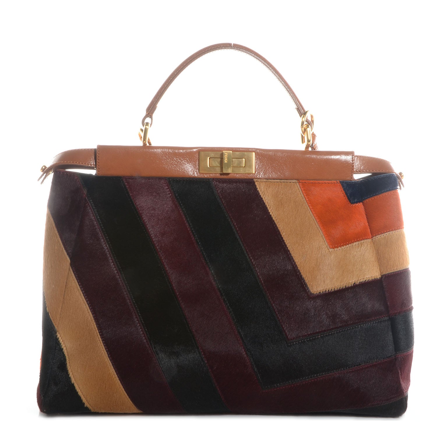 Fendi Calf Hair Patchwork Large Peekaboo Iconic Satchel Multicolor 1 of 10