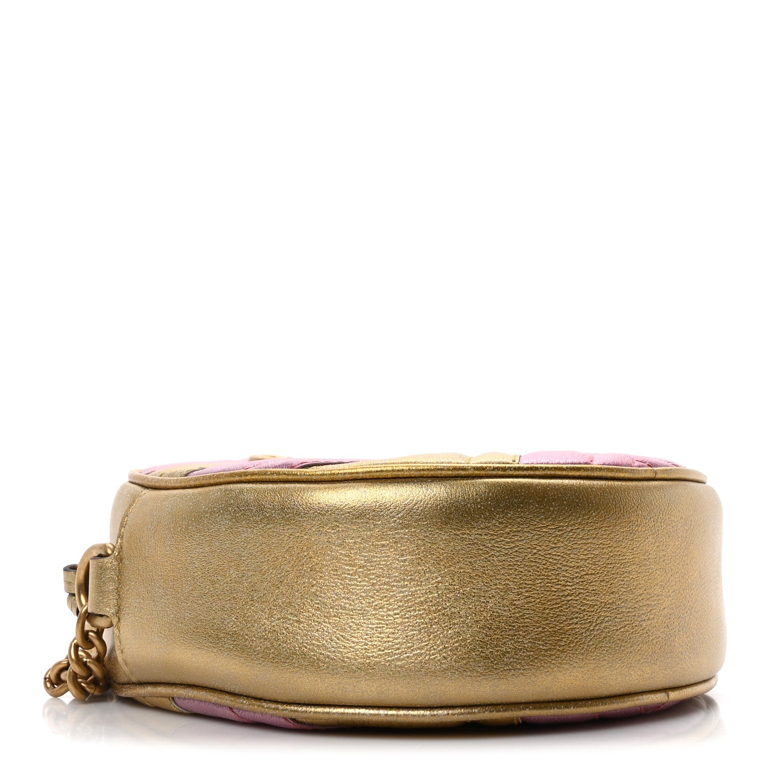 Gucci Metallic Nappa Matelasse Heart Mini GG Marmont Round Shoulder Bag Oro Vecchio Rosa 4 of 10