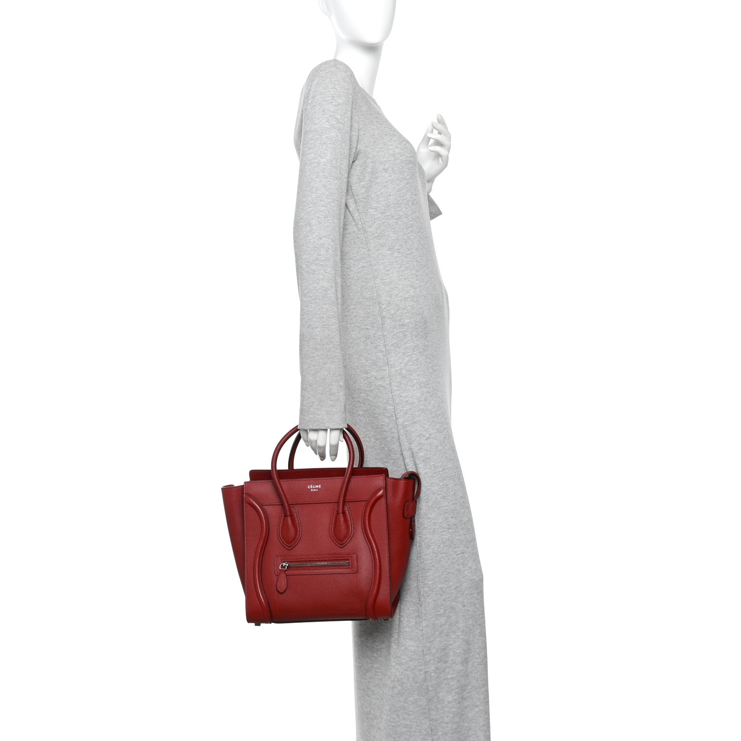 Celine Drummed Calfskin Micro Luggage Merlot 2 of 9