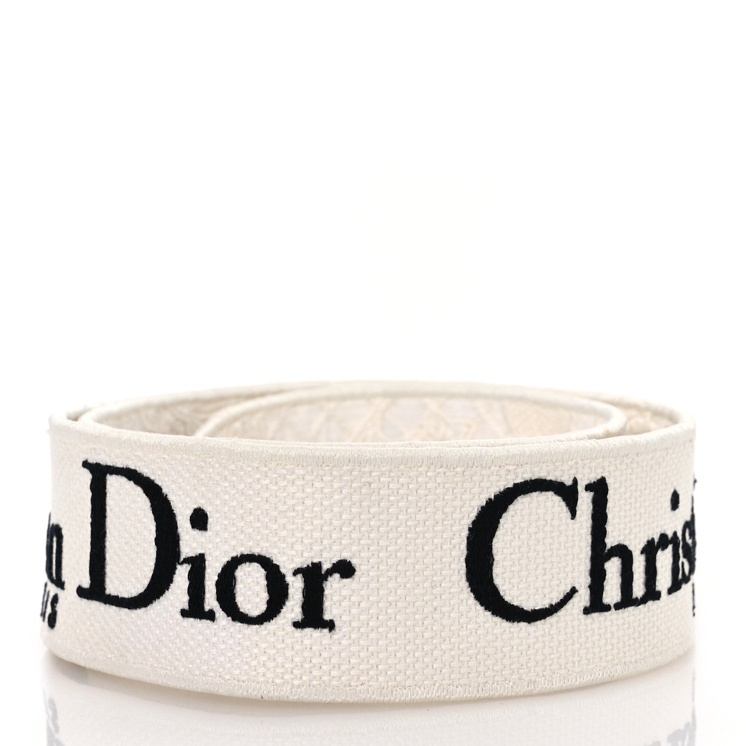 Christian Dior Canvas Embroidered Logo Shoulder Strap White Black 2 of 5