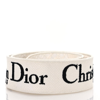 Christian Dior Canvas Embroidered Logo Shoulder Strap White Black 2 of 5