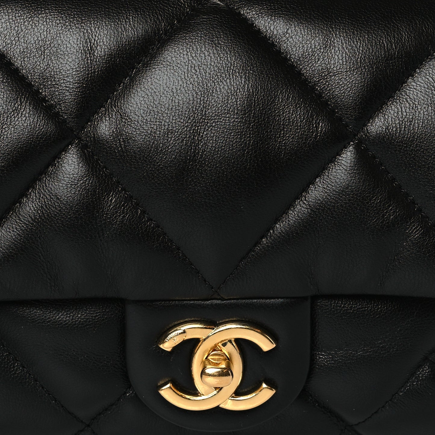 Lambskin Quilted Small Chain Top Handle Flap Black