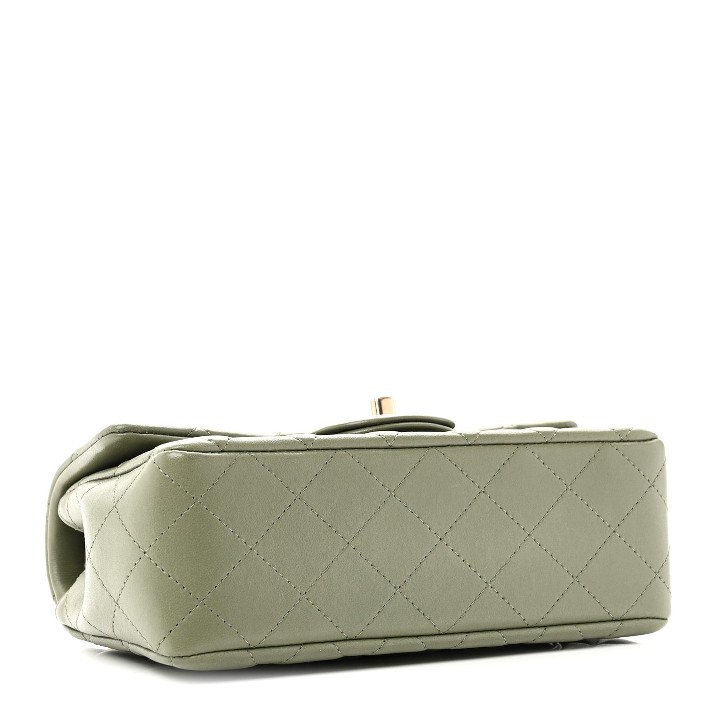 Lambskin Quilted Mini Rectangular Flap Green