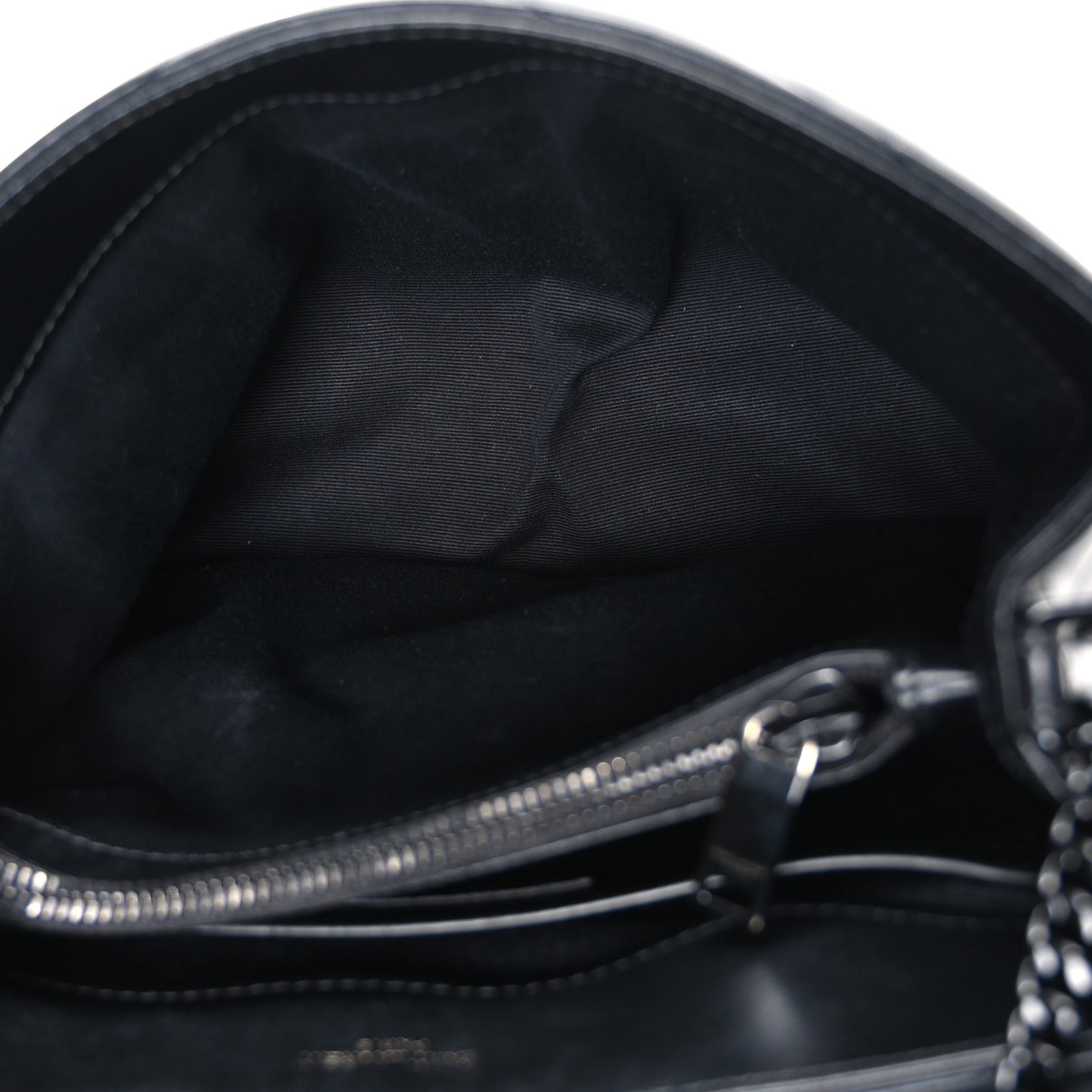 Calfskin Y Quilted Monogram Monochrome Small Loulou Chain Satchel Black