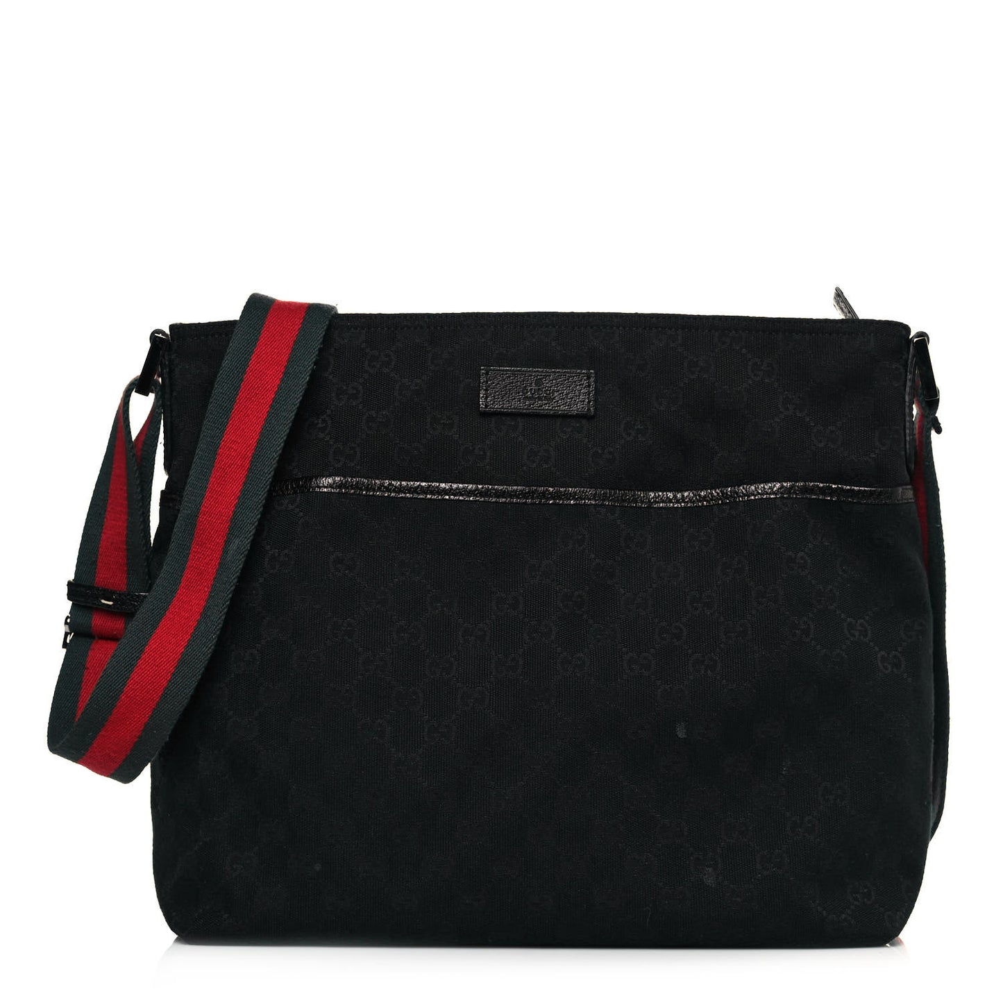 Monogram Web Medium Flat Messenger Bag Black