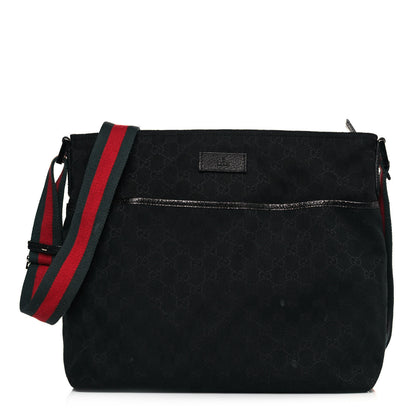Gucci Monogram Web Medium Flat Messenger Bag Black 1 of 12