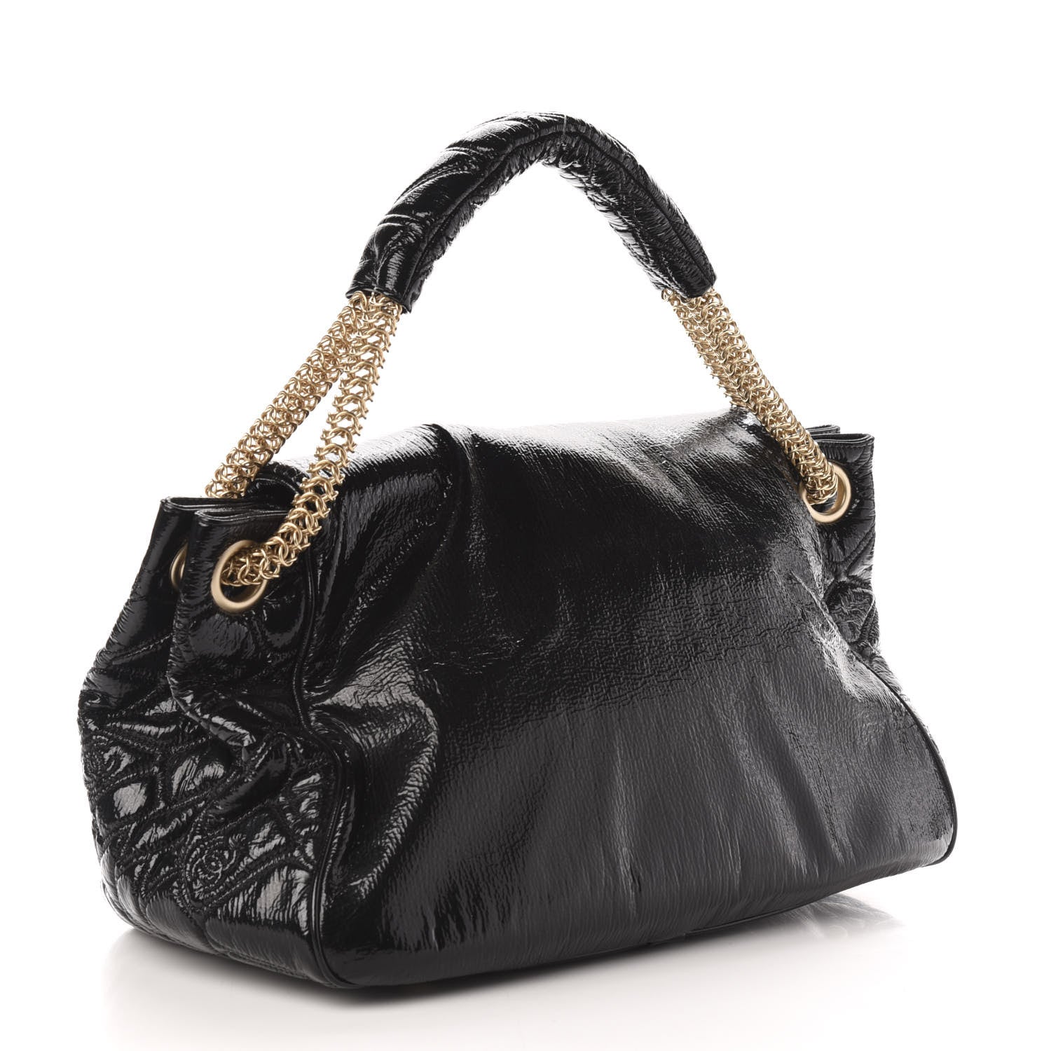 Chanel Vinyl Rodeo Accordion Flap Bag Black 3 of 11