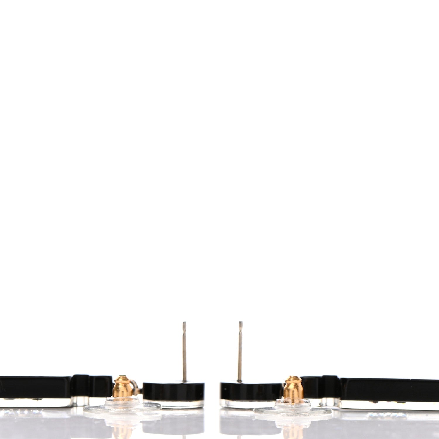 Chanel Resin Strass Perfume Bottle CC Earrings Black Gold 3 of 4