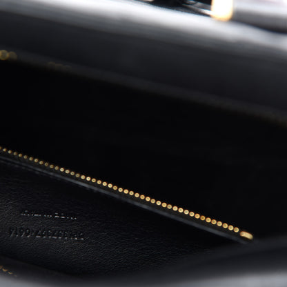Saint Laurent Calfskin Matelasse Chevron Small Monogram Cabas Black 13 of 14