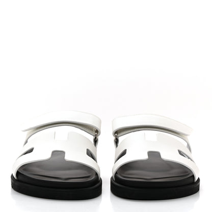 Hermes Calfskin Womens Chypre Sandals 37.5 White 2 of 10